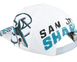 San Jose Sharks In Your Face Deadstock White Snapback - Mitchell & Ness