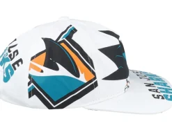 San Jose Sharks In Your Face Deadstock White Snapback - Mitchell & Ness