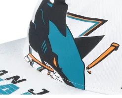 San Jose Sharks In Your Face Deadstock White Snapback - Mitchell & Ness
