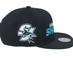 San Jose Sharks Triple Play Black Snapback - Mitchell & Ness