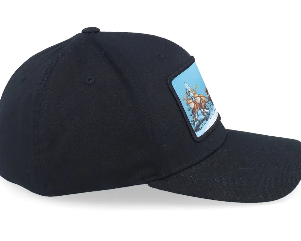 Santa Claus Car Sleigh Patch Black Flexfit - Ho-Ho-Hats