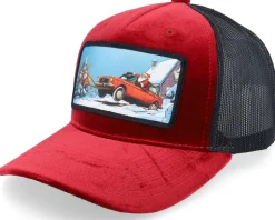 Santa Claus Car Sleigh Patch Velvet Red/Black - Ho-Ho-Hats