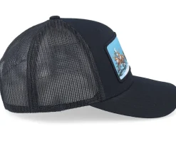 Santa Claus Car Sleigh Patch Black Trucker - Ho-Ho-Hats