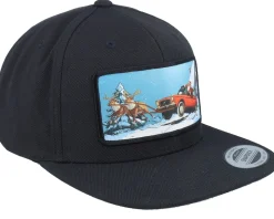 Santa Claus Car Sleigh Patch Black Snapback - Ho-Ho-Hats