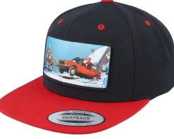 Santa Claus Car Sleigh Patch Black/Red Snapback - Ho-Ho-Hats