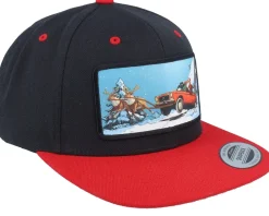 Santa Claus Car Sleigh Patch Black/Red Snapback - Ho-Ho-Hats