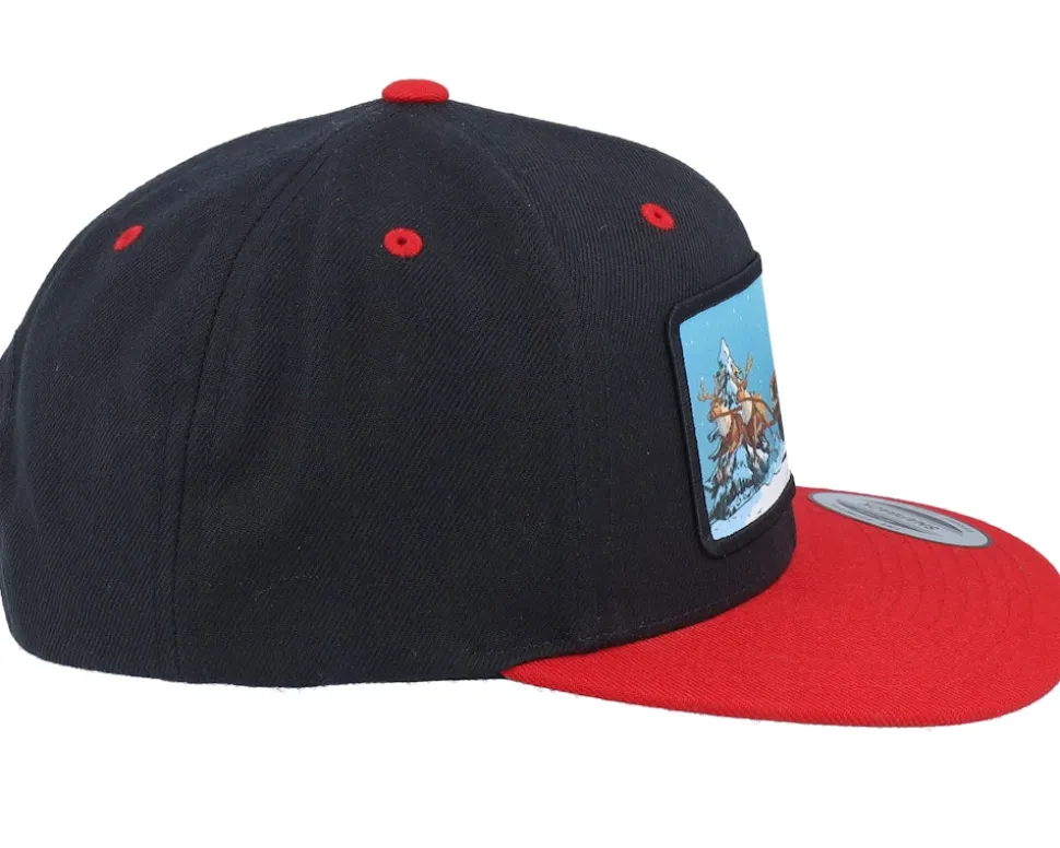 Santa Claus Car Sleigh Patch Black/Red Snapback - Ho-Ho-Hats