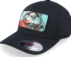 Santa Claus Going For A Ride Black Flexfit - Ho-Ho-Hats