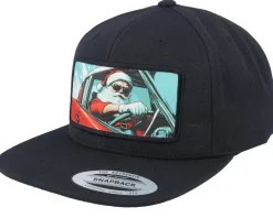 Santa Claus Going For A Ride Black Snapback - Ho-Ho-Hats