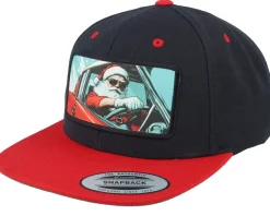 Santa Claus Going For A Ride Black/Red Snapback - Ho-Ho-Hats