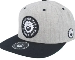 Saw Blade Logo Heather Grey/Black Snapback - Bearded Man