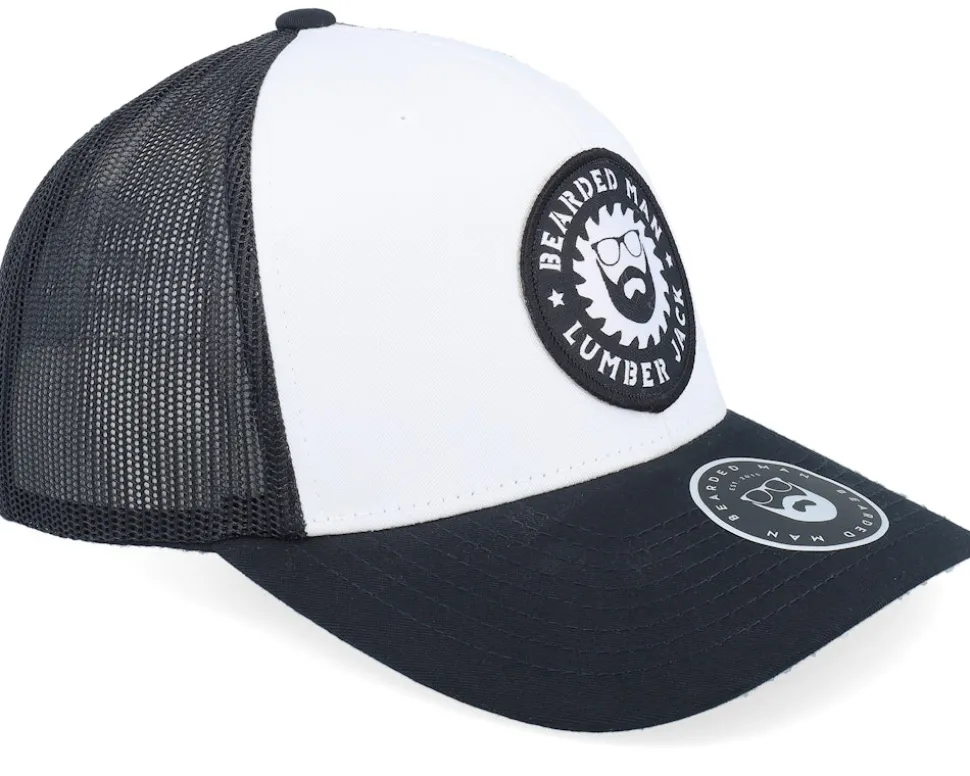 Saw Blade Logo Retro Black/White/Black Trucker - Bearded Man