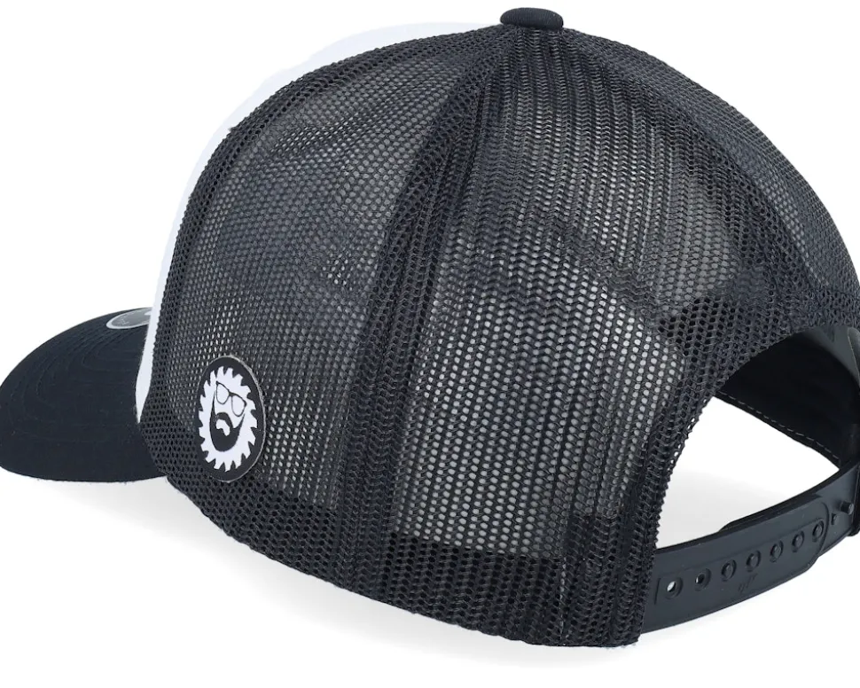 Saw Blade Logo Retro Black/White/Black Trucker - Bearded Man