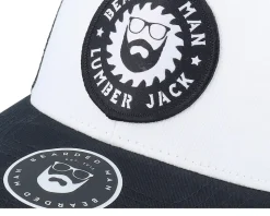 Saw Blade Logo Retro Black/White/Black Trucker - Bearded Man