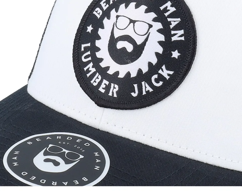 Saw Blade Logo Retro Black/White/Black Trucker - Bearded Man