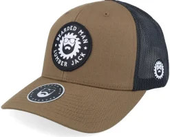 Saw Blade Logo Retro Coyote Brown/Black Trucker - Bearded Man