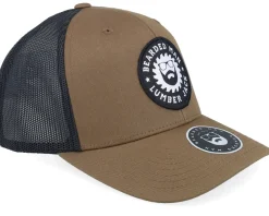 Saw Blade Logo Retro Coyote Brown/Black Trucker - Bearded Man