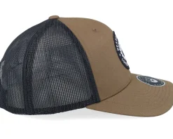 Saw Blade Logo Retro Coyote Brown/Black Trucker - Bearded Man