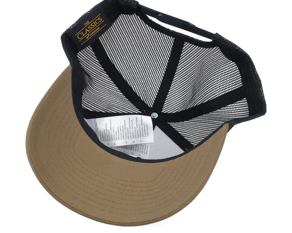 Saw Blade Logo Retro Coyote Brown/Black Trucker - Bearded Man