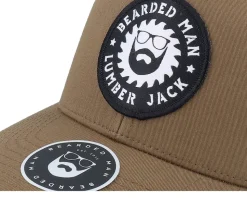 Saw Blade Logo Retro Coyote Brown/Black Trucker - Bearded Man