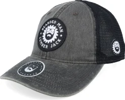 Saw Blade Logo Retro Coyote Brown/Black Trucker - Bearded Man