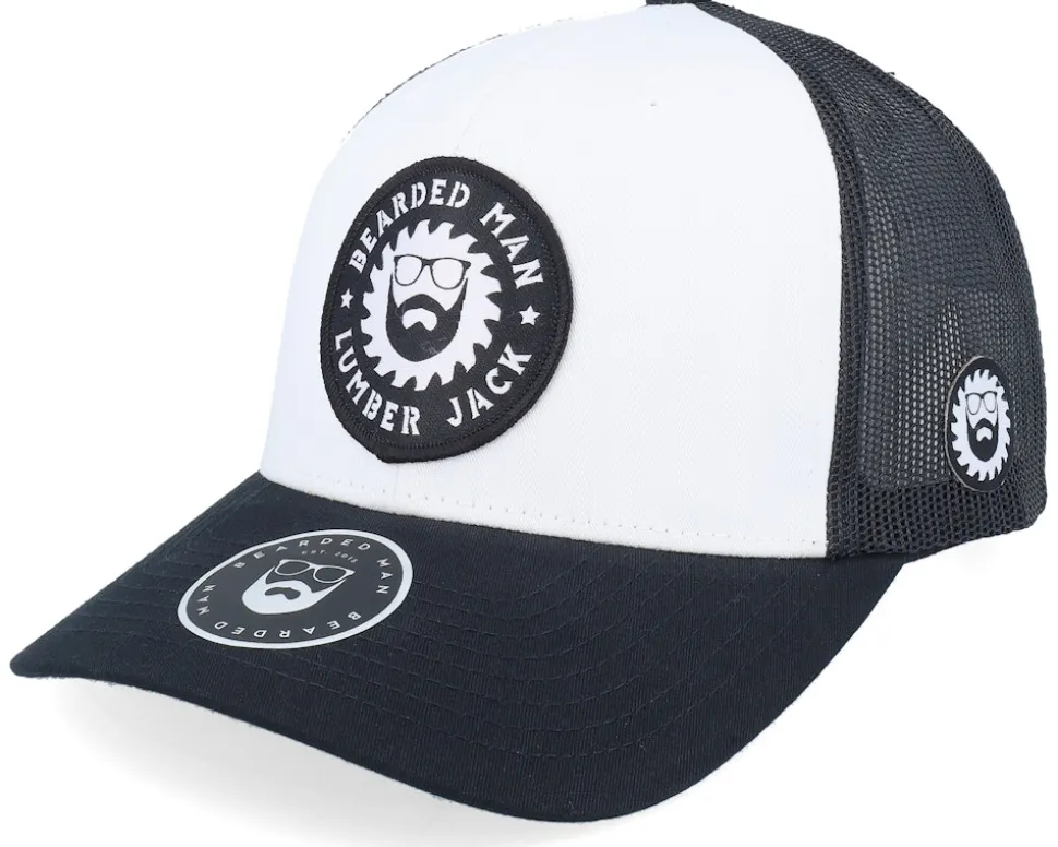 Saw Blade Logo Retro Coyote Brown/Black Trucker - Bearded Man