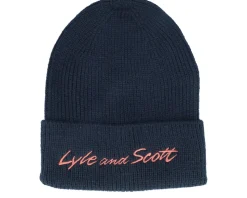 Script Embroidery Baseball Beanie Dark Navy Cuff - Lyle & Scott