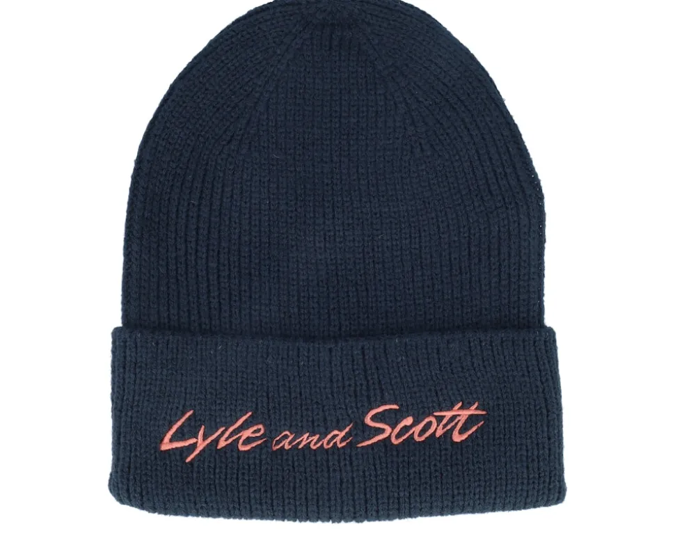 Script Embroidery Baseball Beanie Dark Navy Cuff - Lyle & Scott