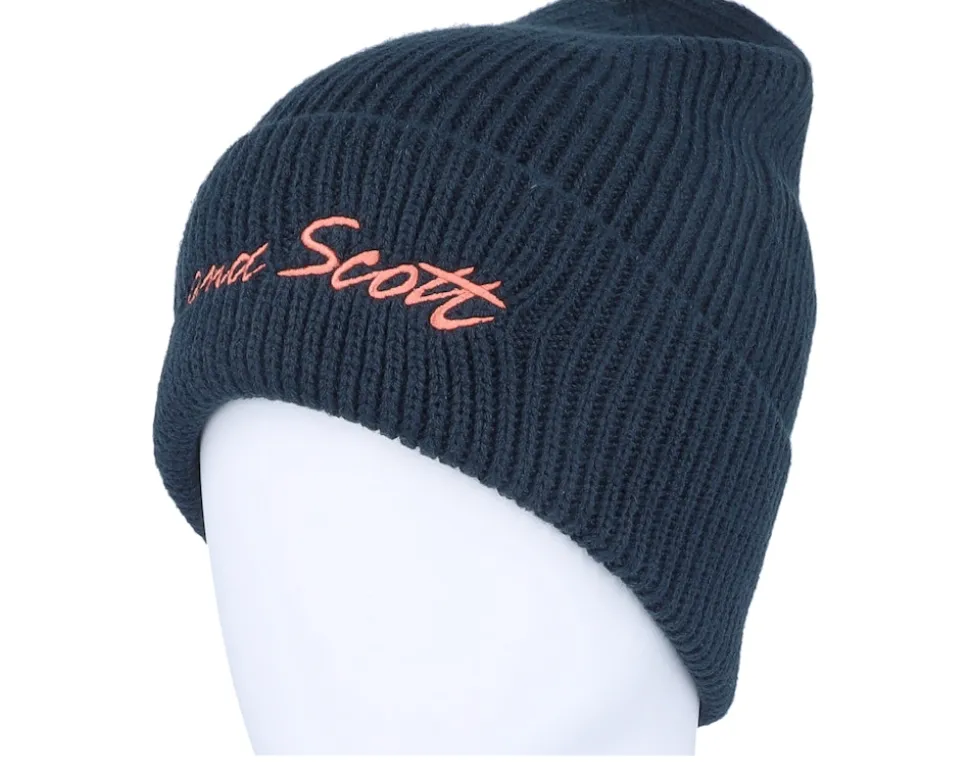Script Embroidery Baseball Beanie Dark Navy Cuff - Lyle & Scott