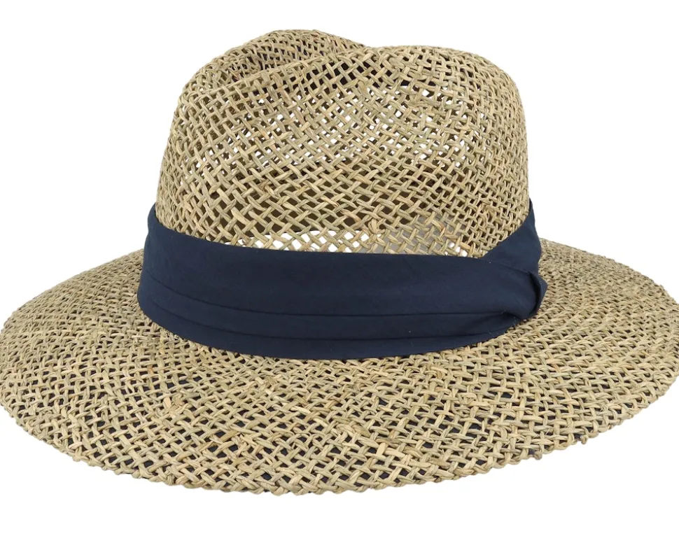 Seagras Fedora Natural/Swallow Blue Straw Hat - Seeberger