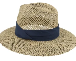 Seagras Fedora Natural/Swallow Blue Straw Hat - Seeberger