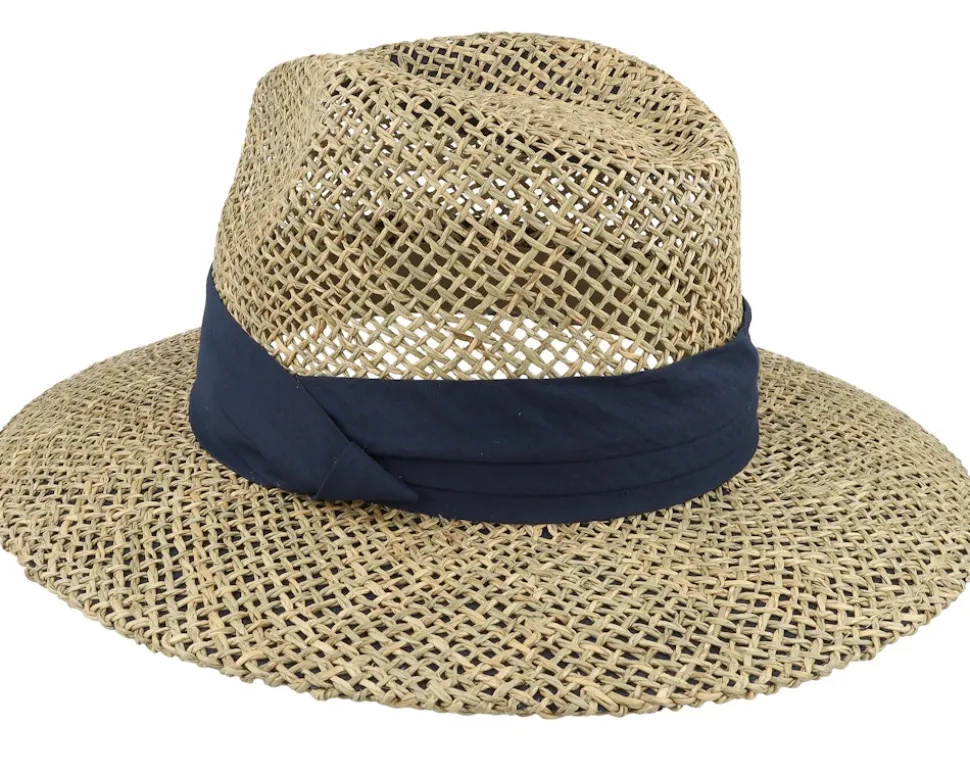 Seagras Fedora Natural/Swallow Blue Straw Hat - Seeberger