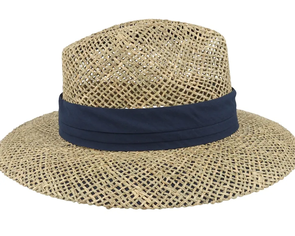 Seagras Fedora Natural/Swallow Blue Straw Hat - Seeberger