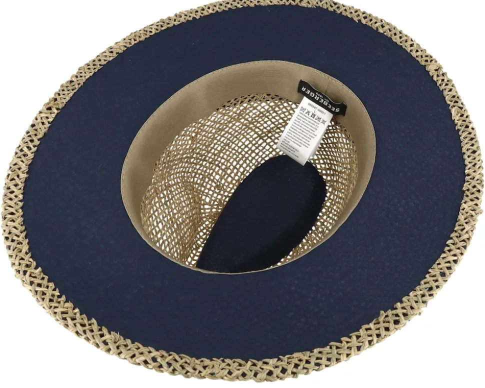 Seagras Fedora Natural/Swallow Blue Straw Hat - Seeberger
