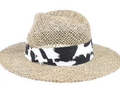 Seagras Fedora With Trimming Nature-Black Straw Hat - Seeberger