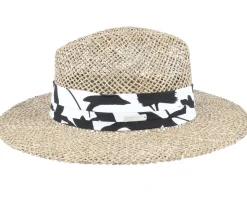 Seagras Fedora With Trimming Nature-Black Straw Hat - Seeberger