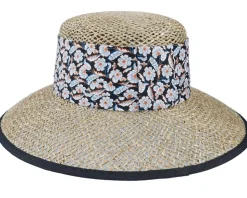 Seagras Floppy With Small Nature-Black Straw Hat - Seeberger