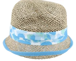 Seagras Leaf Print Natural/Light Blue Cloche - Seeberger