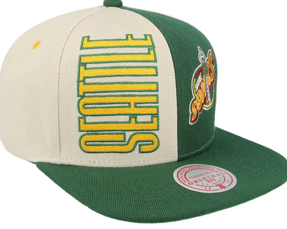 Seattle Supersonics Pop Panel Hwc Off White/Green Snapback - Mitchell & Ness