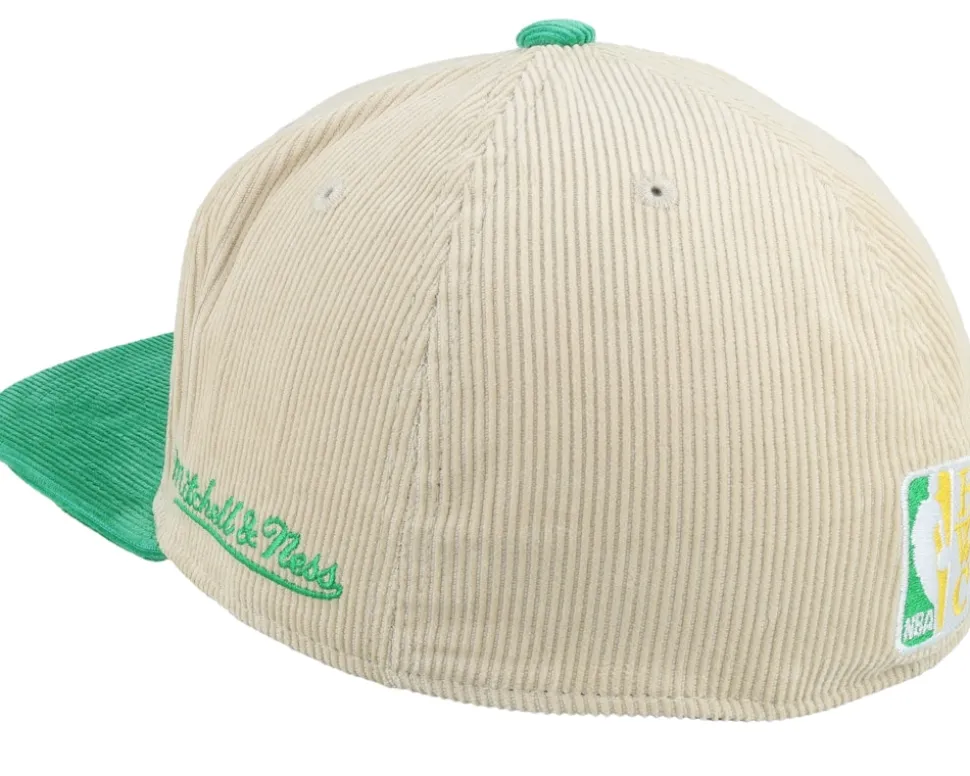 Seattle Supersonics Team Cord Off White/Green Fitted - Mitchell & Ness