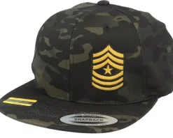 Sergeant Major Insignia Side Panel Multicam Black Snapback - Army Head
