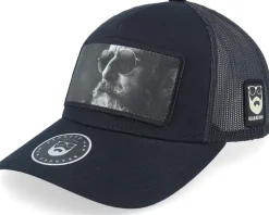 Shades And Beard Patch Black A-Frame Trucker - Bearded Man