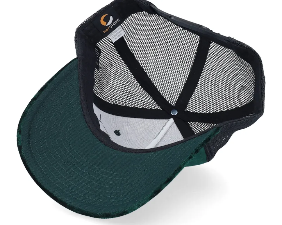 Shades And Beard Patch Velvet Green/Black A-Frame Trucker - Bearded Man