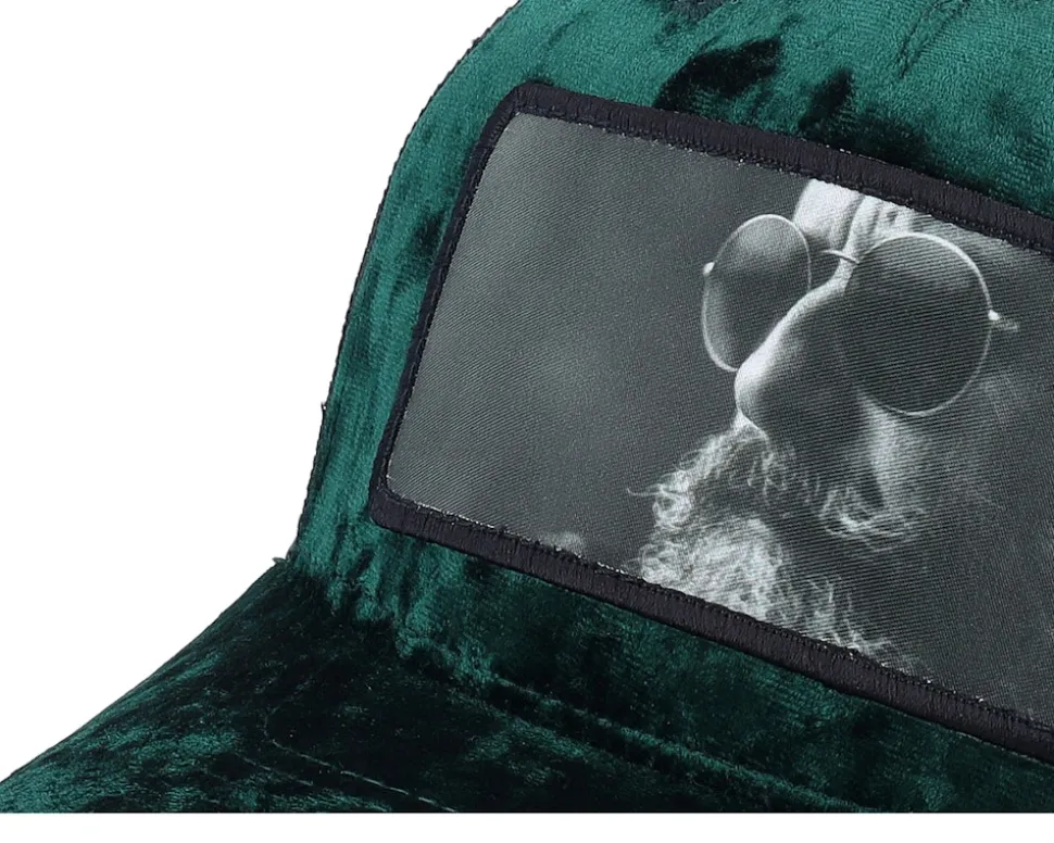 Shades And Beard Patch Velvet Green/Black A-Frame Trucker - Bearded Man