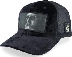 Shades And Beard Patch Velvet Green/Black A-Frame Trucker - Bearded Man