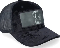 Shades And Beard Patch Velvet Black A-Frame Trucker - Bearded Man