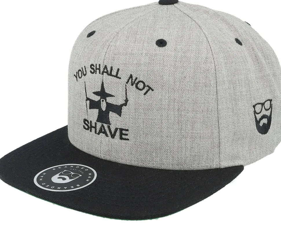 Shall Not Shave Grey/Black Snapback - Bearded Man