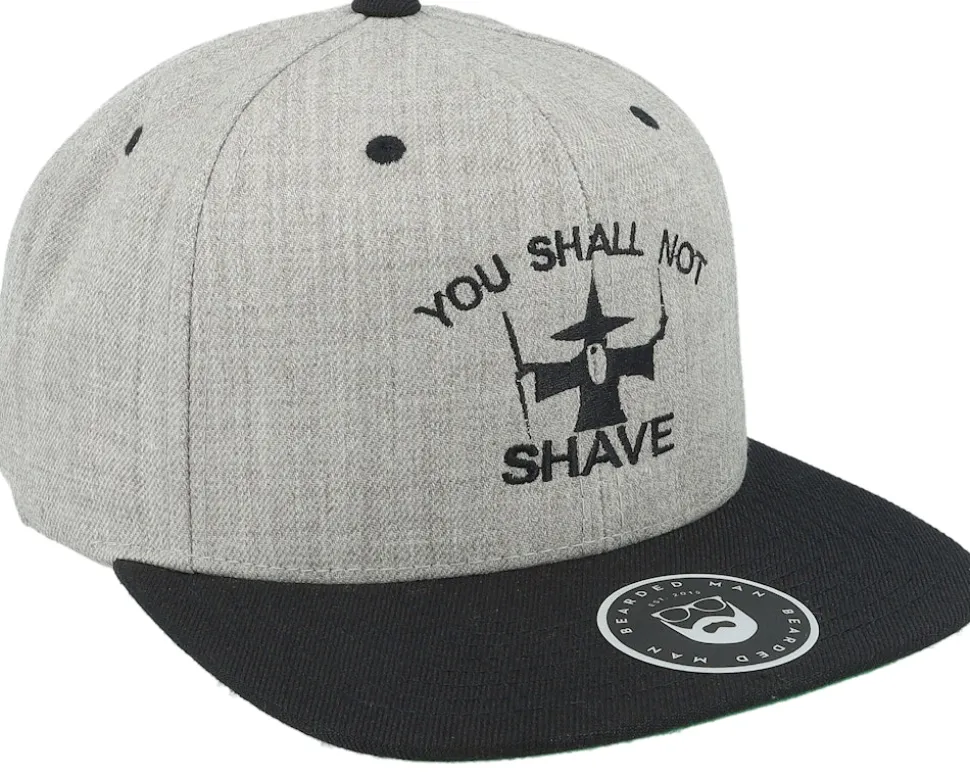 Shall Not Shave Grey/Black Snapback - Bearded Man