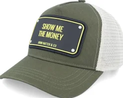 Show Me The Money Green/White A-Frame Trucker - John Hatter & Co