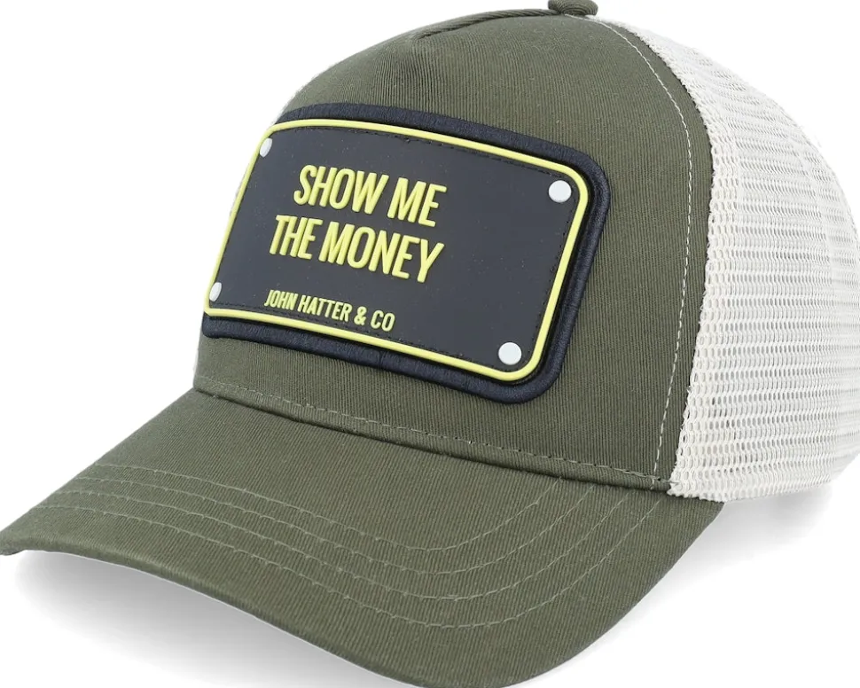 Show Me The Money Green/White A-Frame Trucker - John Hatter & Co